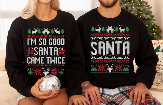 Santa Came Twice Couples Sweatshirt Set